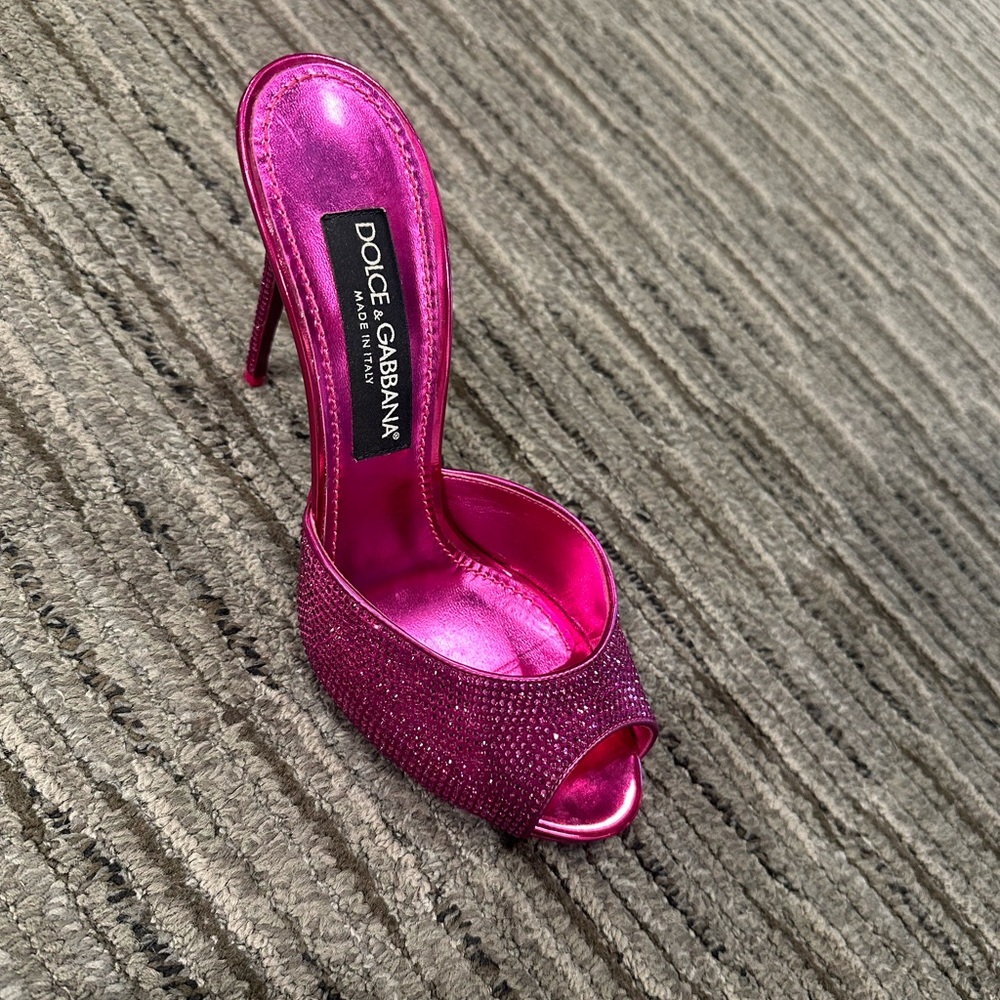 Dolce & Gabbana Pink Rhinestone slip ons